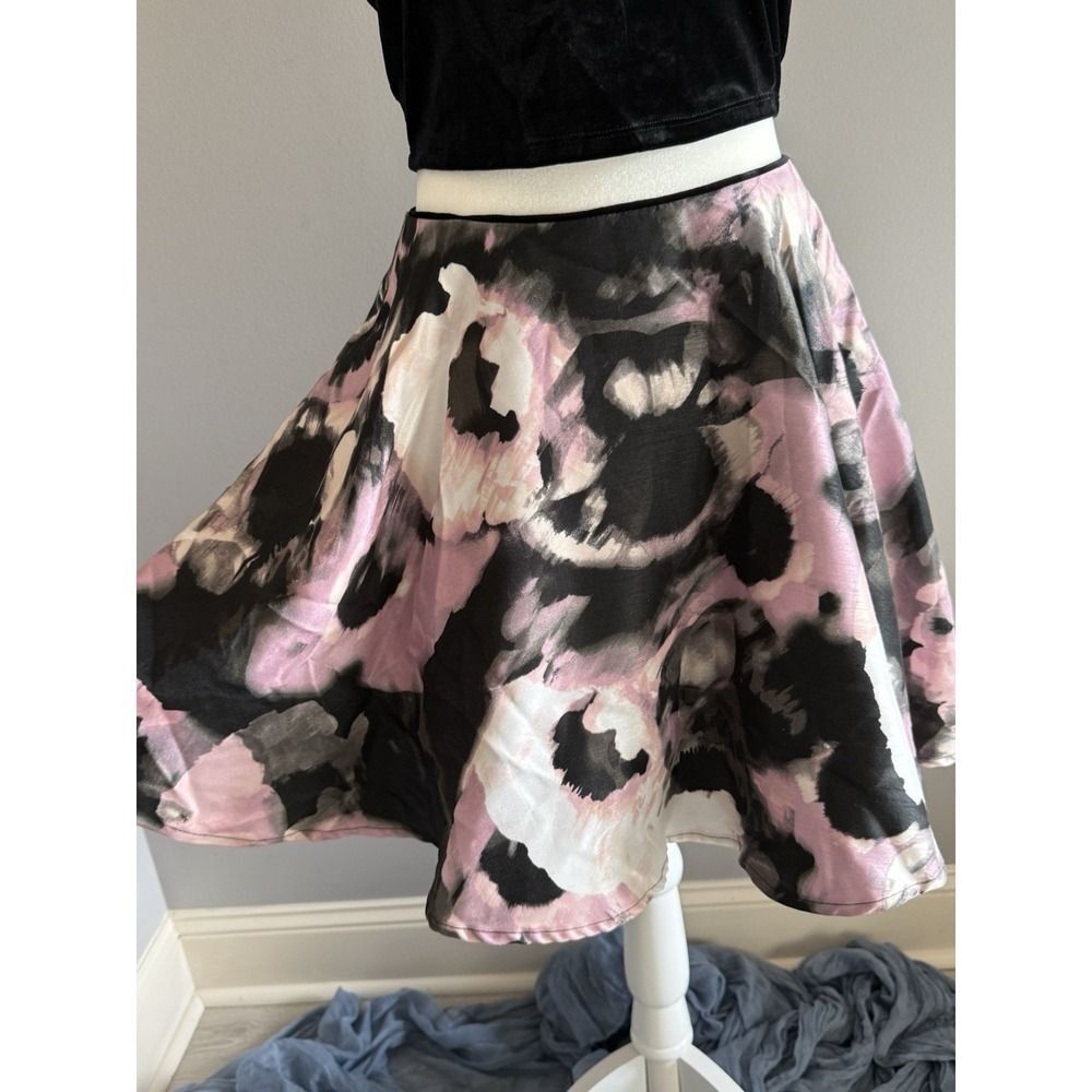 Y2K Velvet Crop Top Floral Skirt Set Dress Party Formal Skater Whimsigoth XS/S - Picture 4 of 16